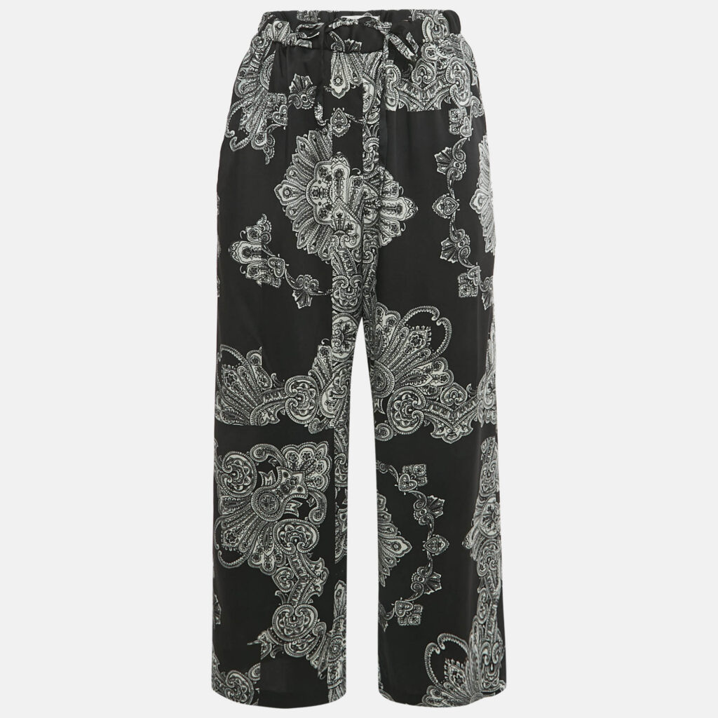 McQ By Alexander McQueen Black Printed Crepe Palazzo Pants S McQ By Alexander McQueen Black Printed Crepe Palazzo Pants S