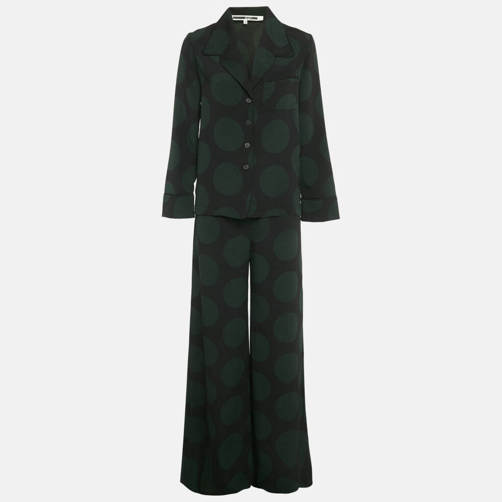 McQ by Alexander McQueen Black Big Polka Dot Crepe Top & Pants Set S