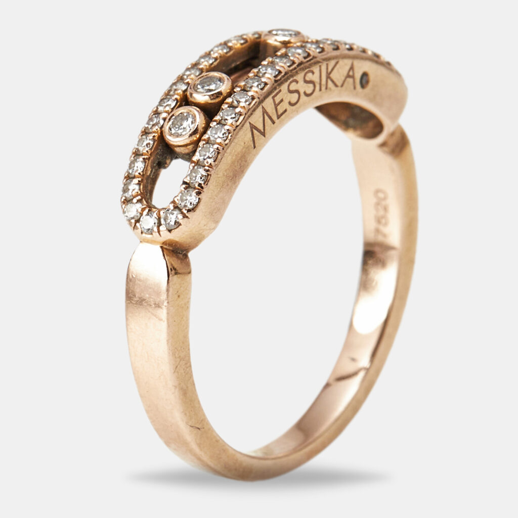 luxury-women-messika-used-fine-jewelry-p1200013-001-1.jpg Messika Baby Move Pavé Diamond 18k Rose Gold Ring Size 52