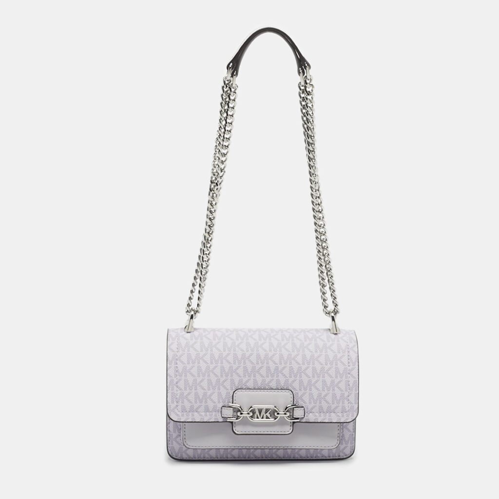 Michael Kors Lavander Signature Coated Canvas XS Heather Crossbody Bag Michael Kors Lavander Signature Coated Canvas XS Heather Crossbody Bag