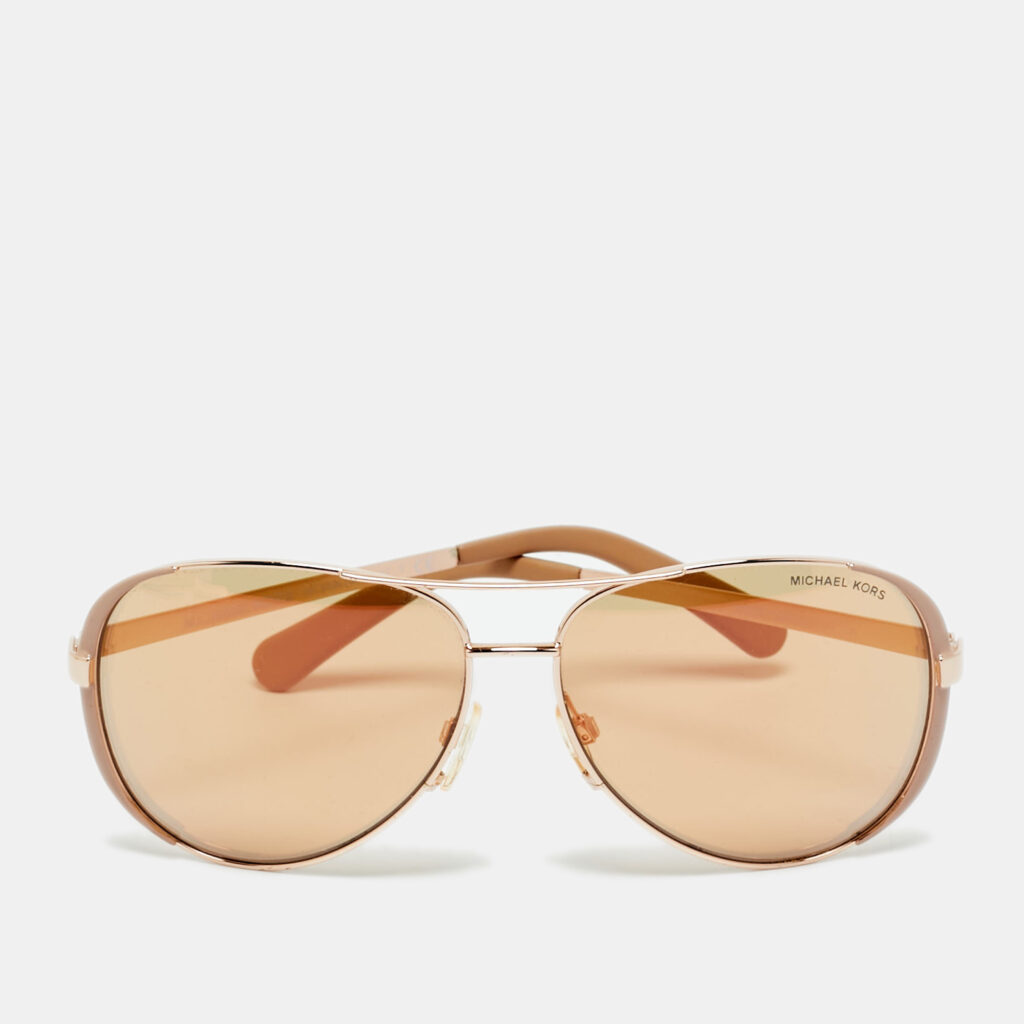 Michael Kors Brown/Rose Gold Mirrored MK5004 Chelsea Aviator Sunglasses Michael Kors Brown/Rose Gold Mirrored MK5004 Chelsea Aviator Sunglasses