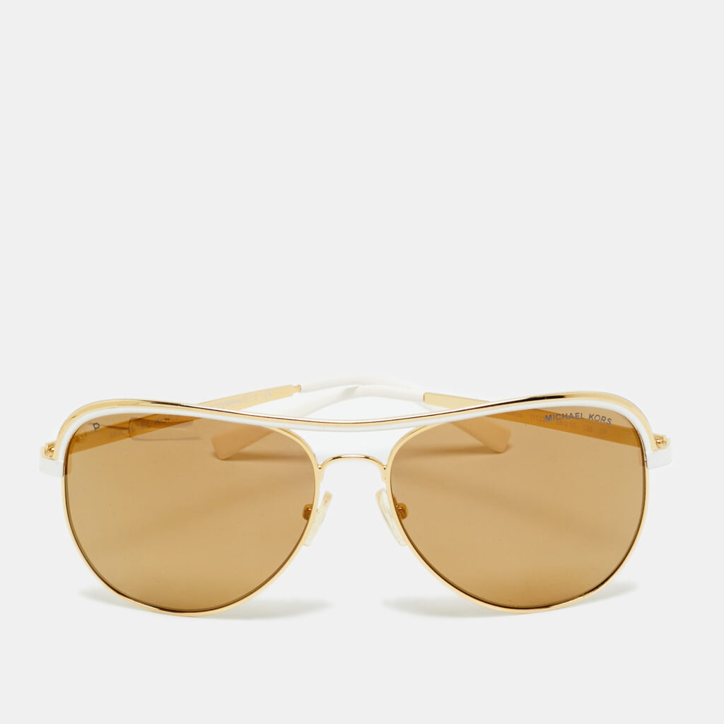 Michael Kors Gold/White MK 1012 Viviana Aviator Sunglasses Michael Kors Gold/White MK 1012 Viviana Aviator Sunglasses