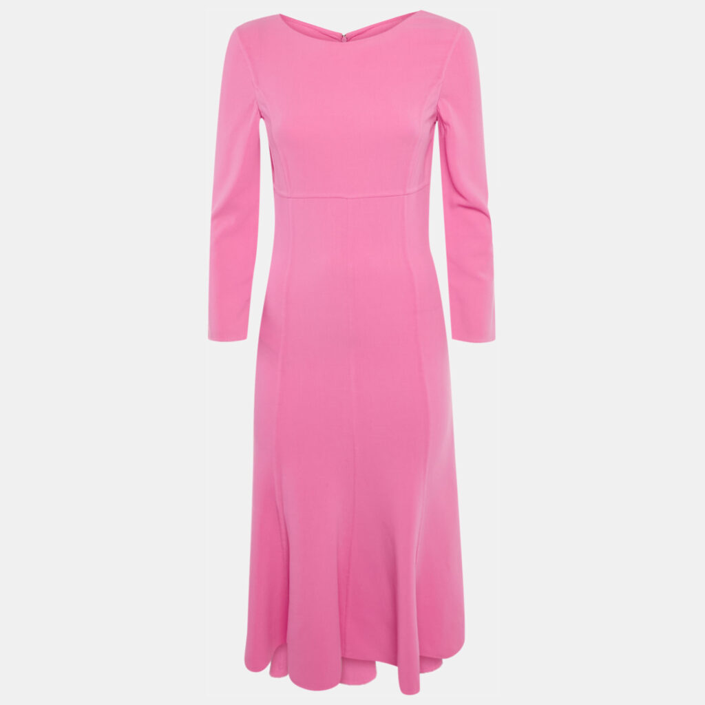 Michael Kors Collection Peony Pink Wool Midi Dress S Michael Kors Collection Peony Pink Wool Midi Dress S