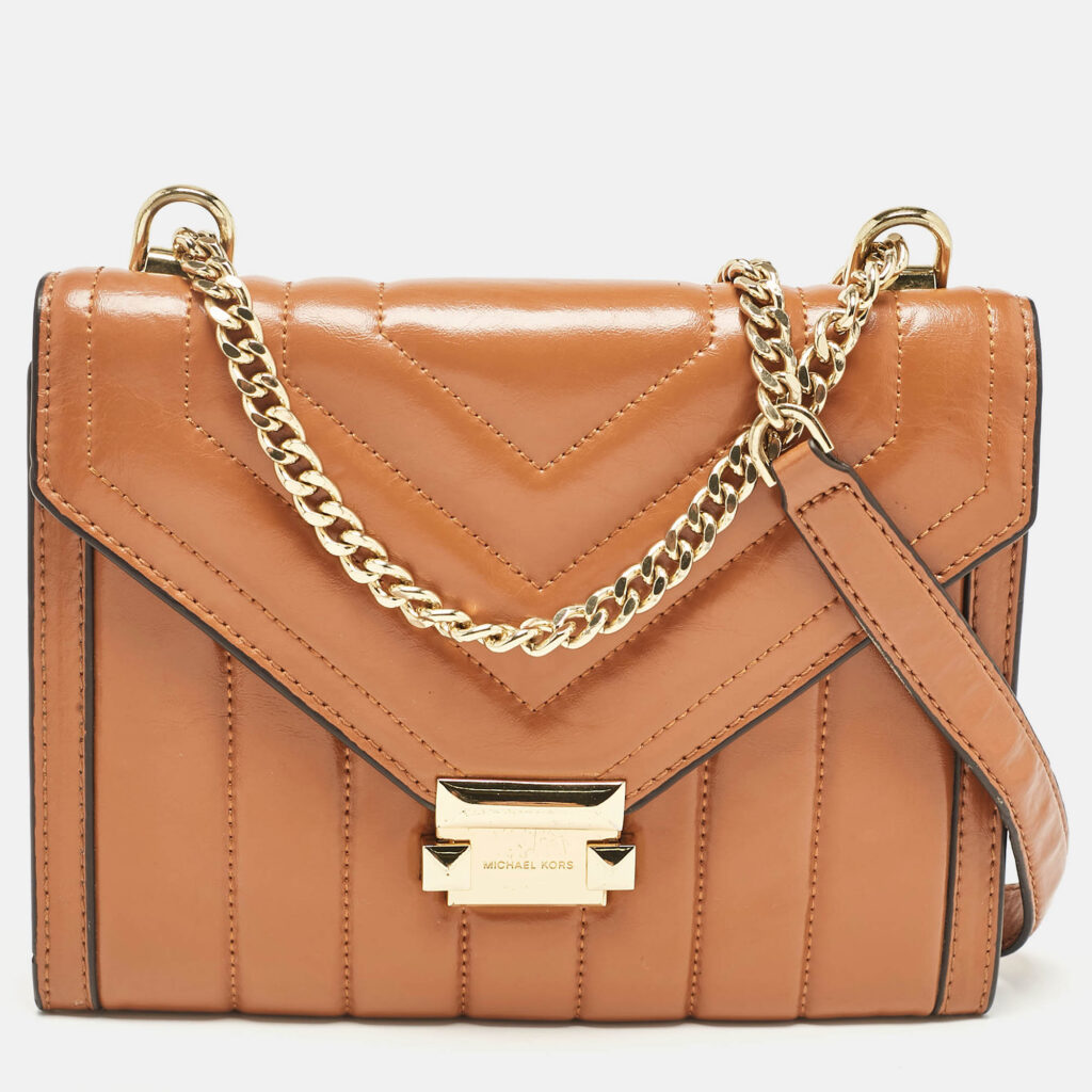 Michael Kors Brown Quilted Leather Large Whitney Shoulder Bag Michael Kors Brown Quilted Leather Large Whitney Shoulder Bag