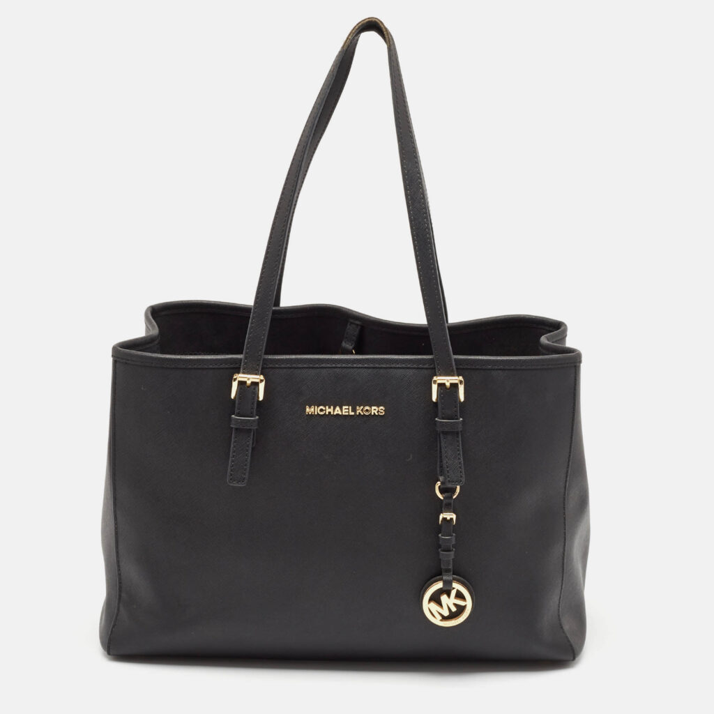 Michael Kors Black Leather Large Jet Set Travel Tote Michael Kors Black Leather Large Jet Set Travel Tote