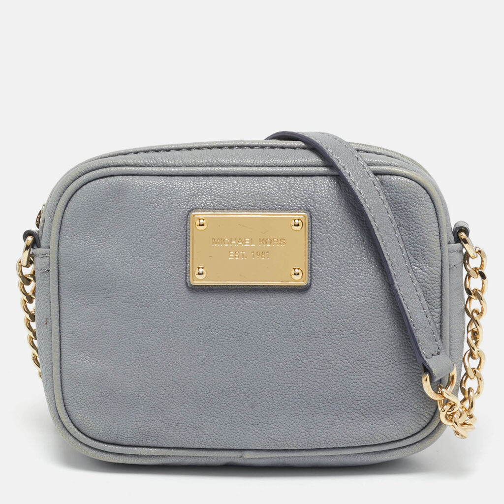 MICHAEL Michael Kors Light Blue Leather Mini Jet Set Crossbody Bag MICHAEL Michael Kors Light Blue Leather Mini Jet Set Crossbody Bag