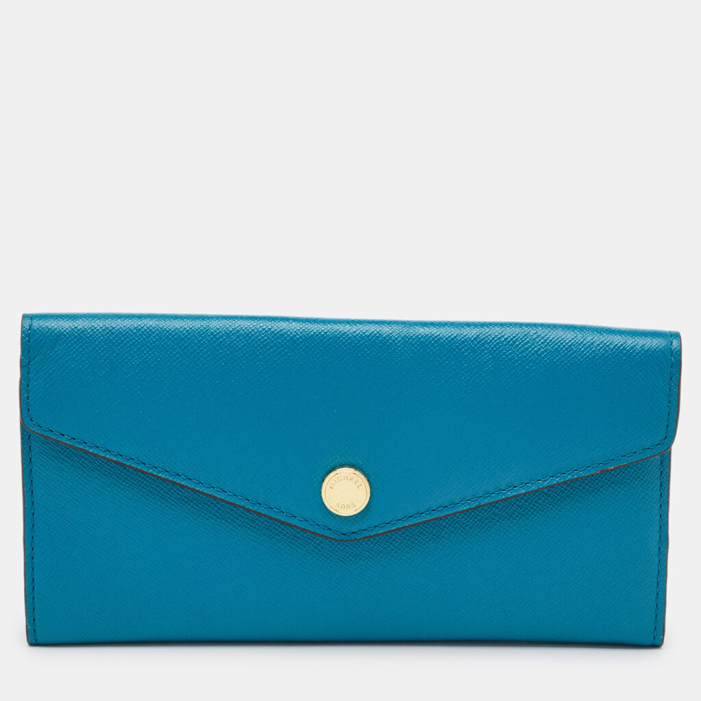 Michael Kors Blue/Brown Leather Flap Continental Wallet Michael Kors Blue/Brown Leather Flap Continental Wallet