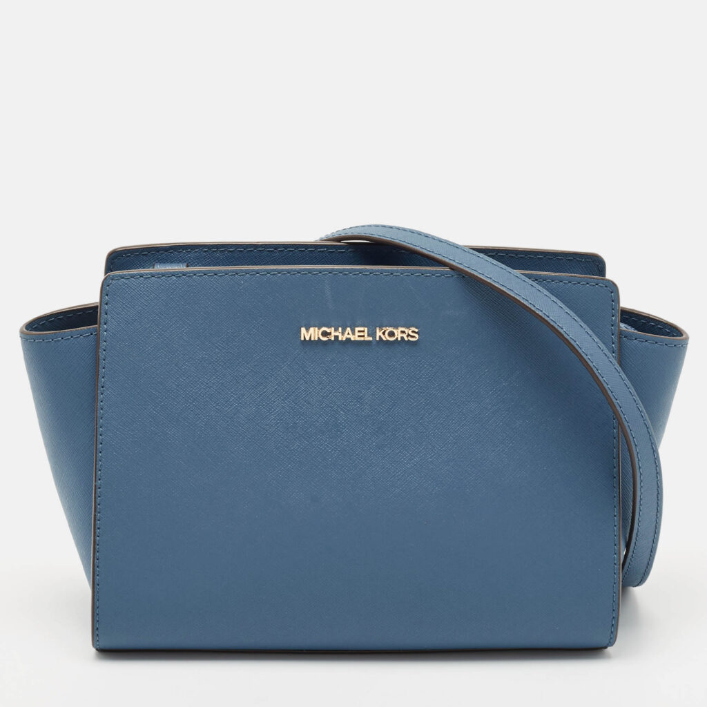 Michael Kors Blue Leather Small Selma Crossbody Bag Michael Kors Blue Leather Small Selma Crossbody Bag