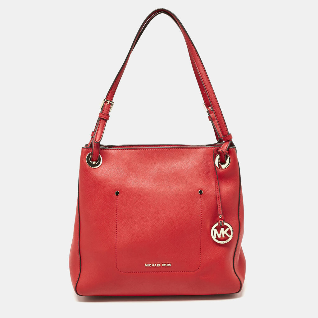 Michael Kors Red Leather Medium Walsh Tote