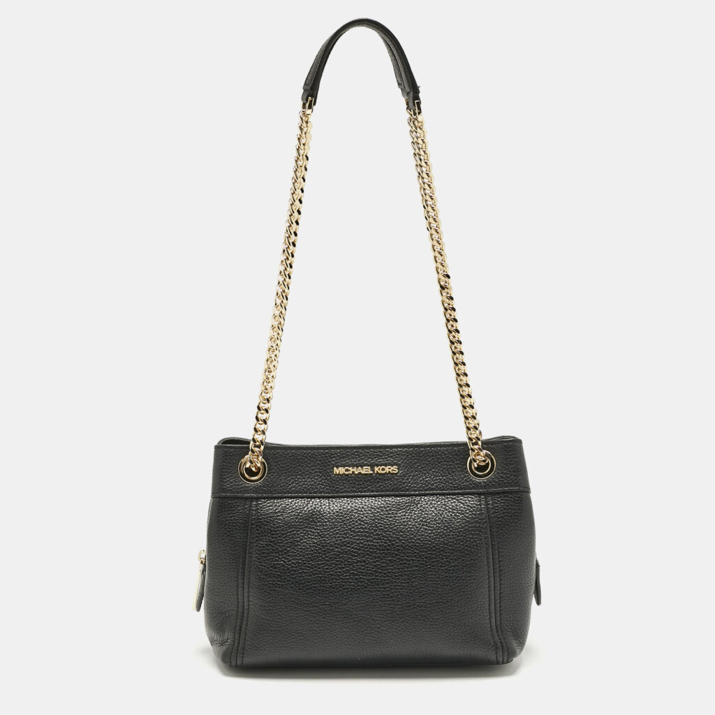 Michael Kors Black Leather Jet Set Chain Shoulder Bag