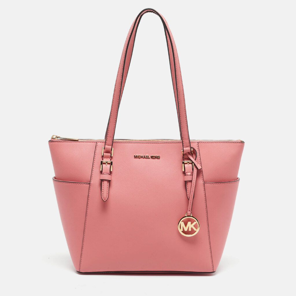 Michael Kors Pink Leather Charlotte Top Zip Tote