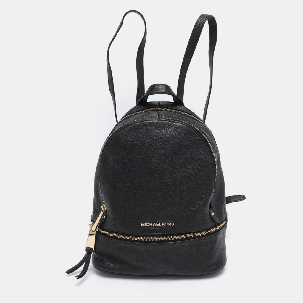 Michael Kors Black Leather Small Rhea Backpack Michael Kors Black Leather Small Rhea Backpack