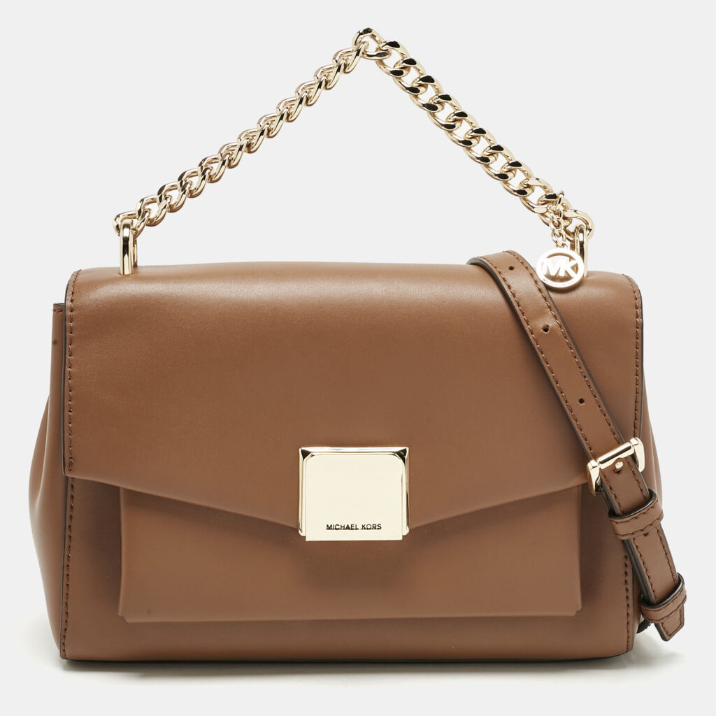 Michael Kors Brown Leather Small Lita Shoulder Bag Michael Kors Brown Leather Small Lita Shoulder Bag