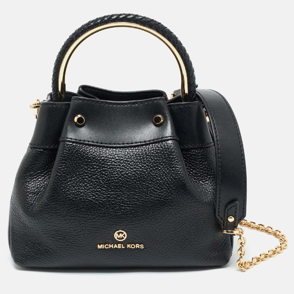 Michael Kors Black Leather Small Rosie Ring Bucket Bag Michael Kors Black Leather Small Rosie Ring Bucket Bag