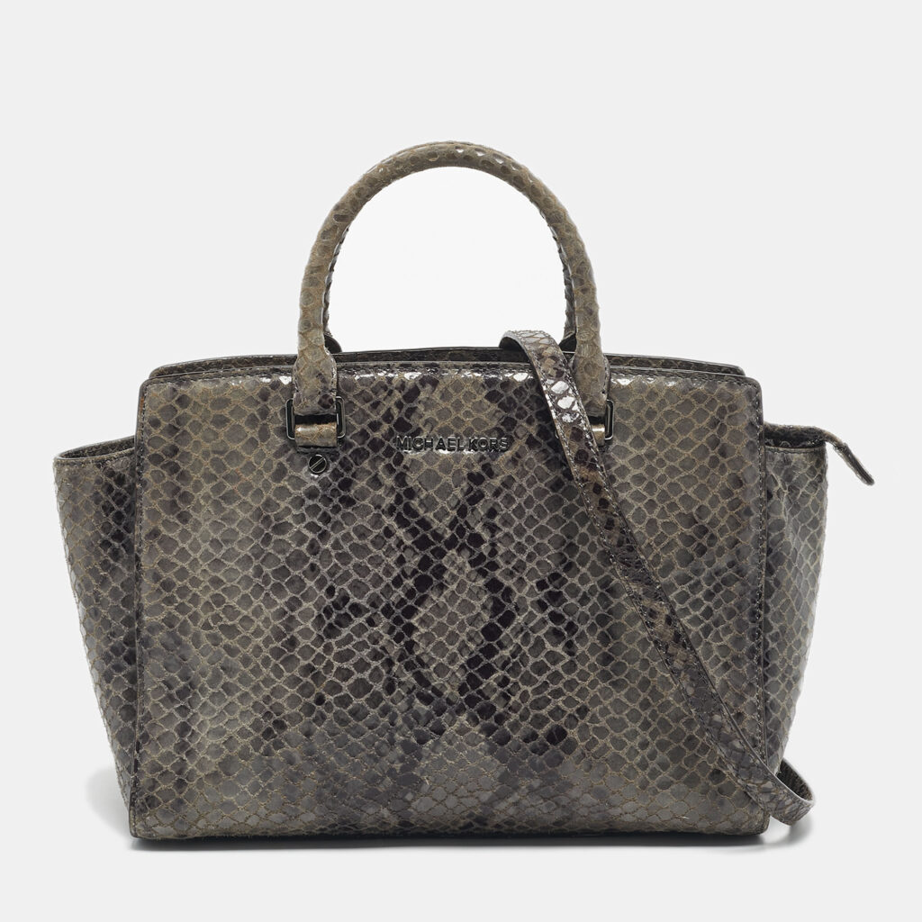 Michael Kors Grey Python Effect Leather Large Selma Tote Michael Kors Grey Python Effect Leather Large Selma Tote