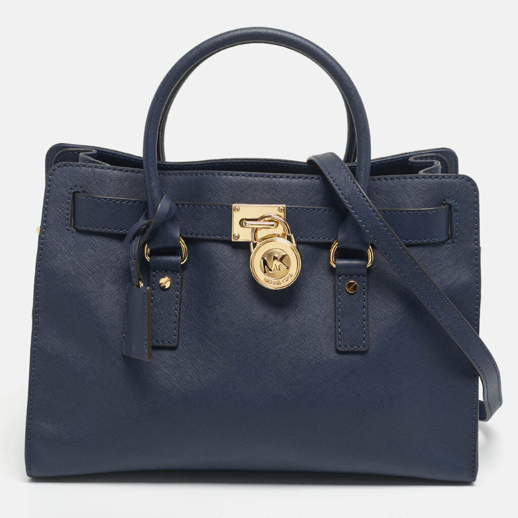 Michael Kors Navy Blue Leather East/West Hamilton Tote Michael Kors Navy Blue Leather East/West Hamilton Tote
