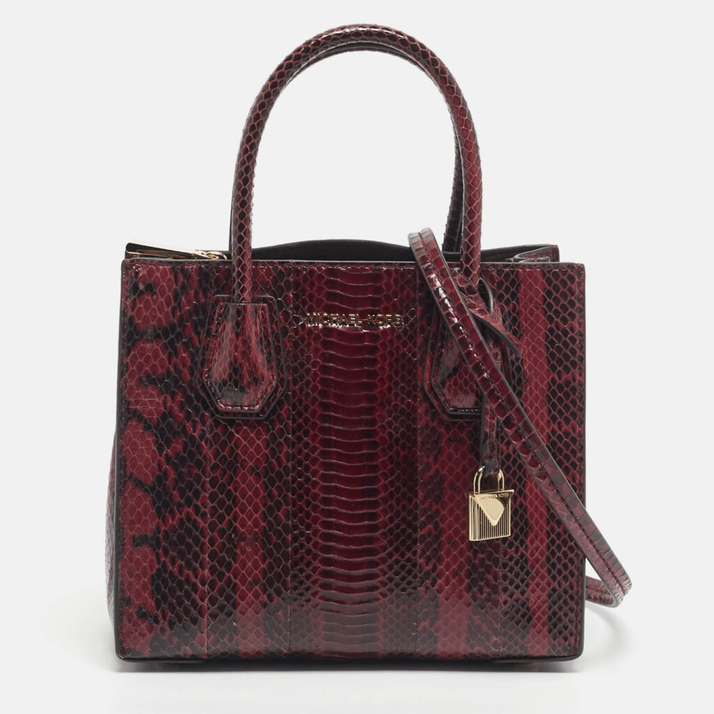 Michael Kors Red/Black Watersnake Leather Small Mercer Tote Michael Kors Red/Black Watersnake Leather Small Mercer Tote