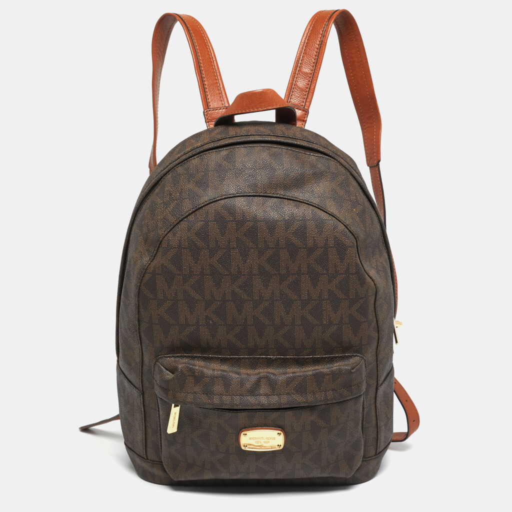 Michael Kors Brown Signature Coated Canvas Front Pocket Backpack Michael Kors Brown Signature Coated Canvas Front Pocket Backpack