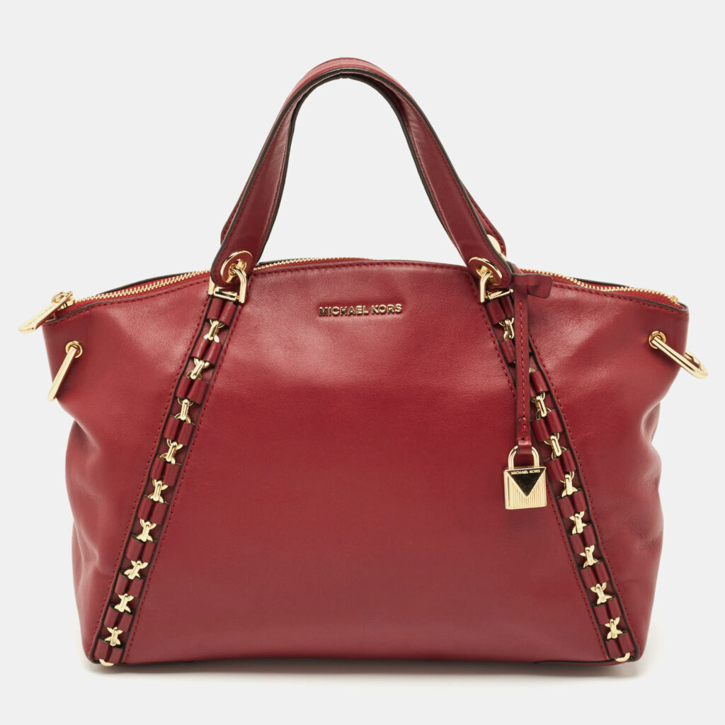 Michael Kors Burgundy Leather Sadie Top Zip Satchel Michael Kors Burgundy Leather Sadie Top Zip Satchel