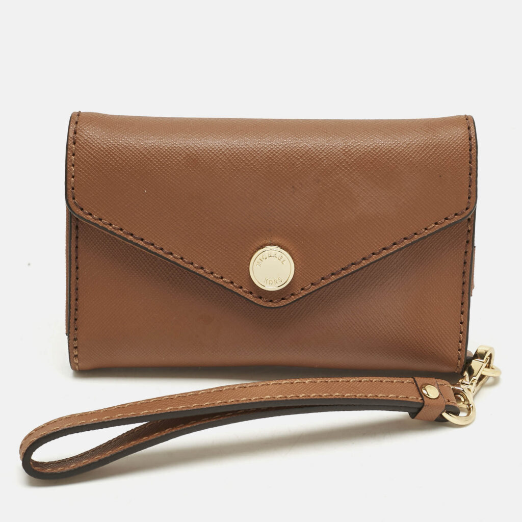 Michael Kors Brown Leather Phone Wristlet Compact Wallet Michael Kors Brown Leather Phone Wristlet Compact Wallet