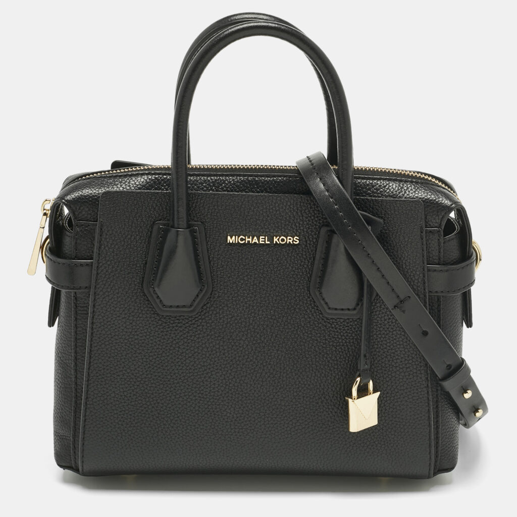 Michael Kors Black Leather Small Belted Mercer Satchel Michael Kors Black Leather Small Belted Mercer Satchel
