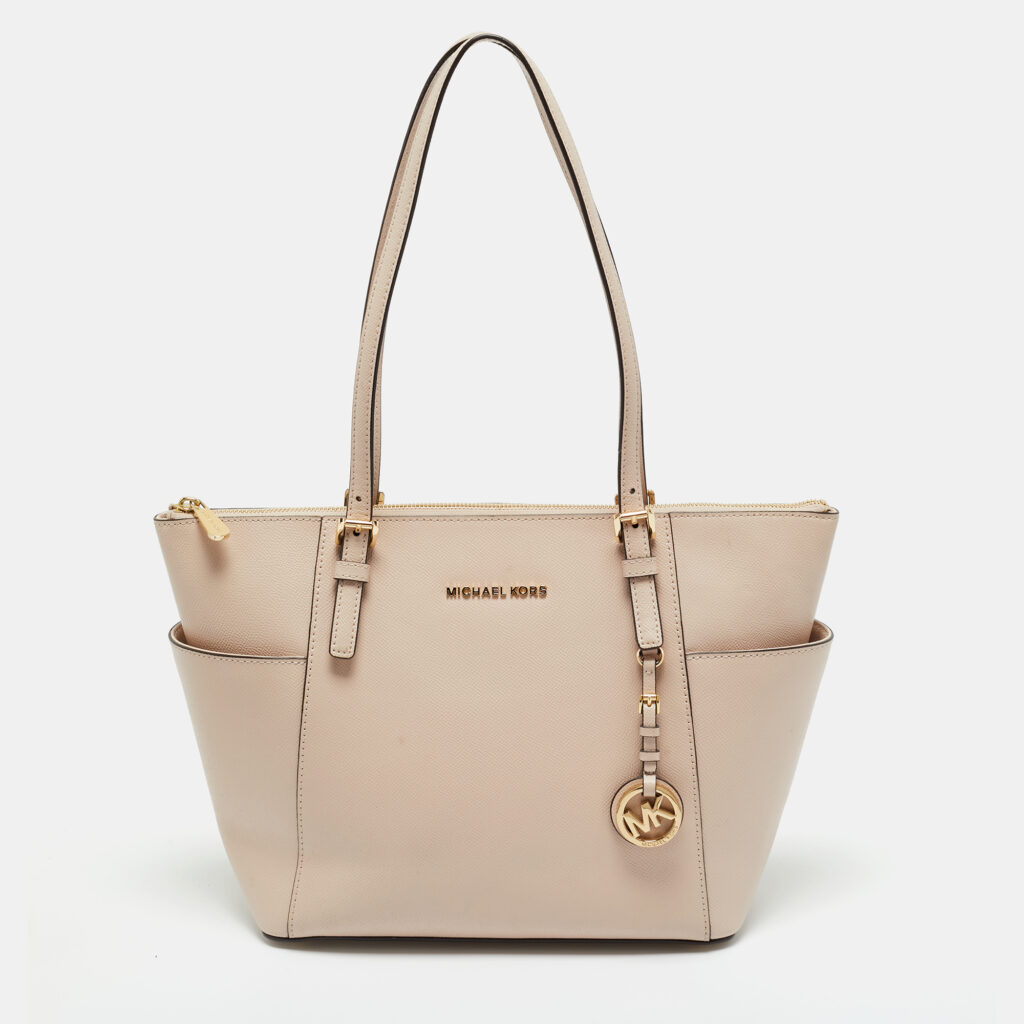 Michael Light Pink Leather Jet Set Top Zip Tote Michael Light Pink Leather Jet Set Top Zip Tote