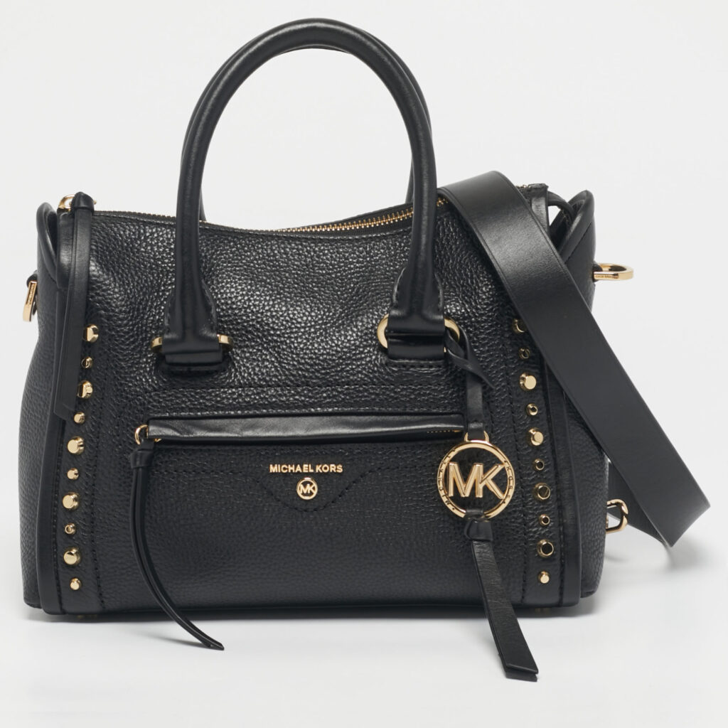 Michael Kors Black Leather Small Carine Satchel Michael Kors Black Leather Small Carine Satchel