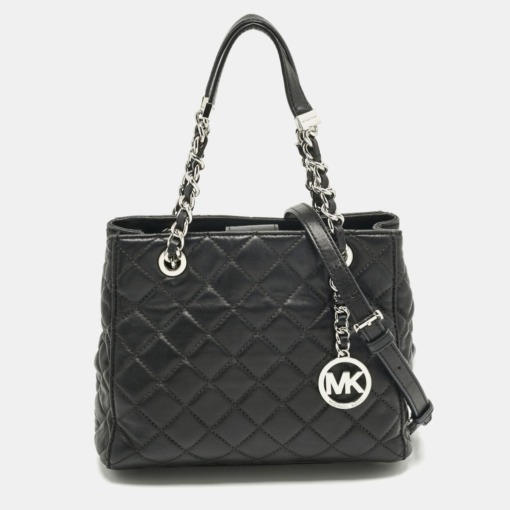 Michael Kors Black Quilted Leather Susannah Tote Michael Kors Black Quilted Leather Susannah Tote