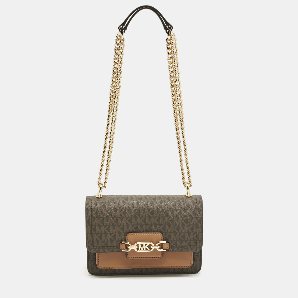 Michael Kors Brown Signature Coated Canvas Extra Small Heather Shoulder Bag Michael Kors Brown Signature Coated Canvas Extra Small Heather Shoulder Bag