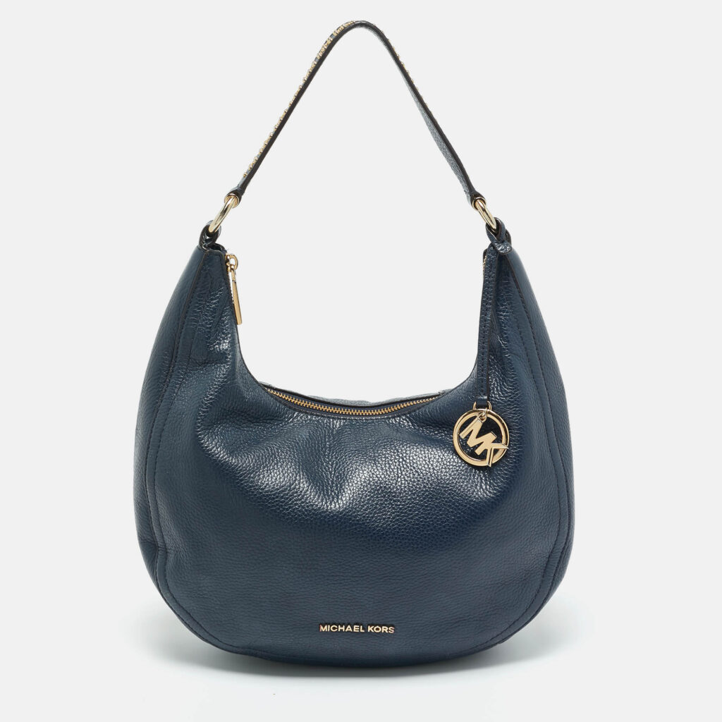 luxury-women-michael-kors-used-handbags-p1217599-013-1.jpg Michael Kors Navy Blue Leather Lydia Shoulder Bag