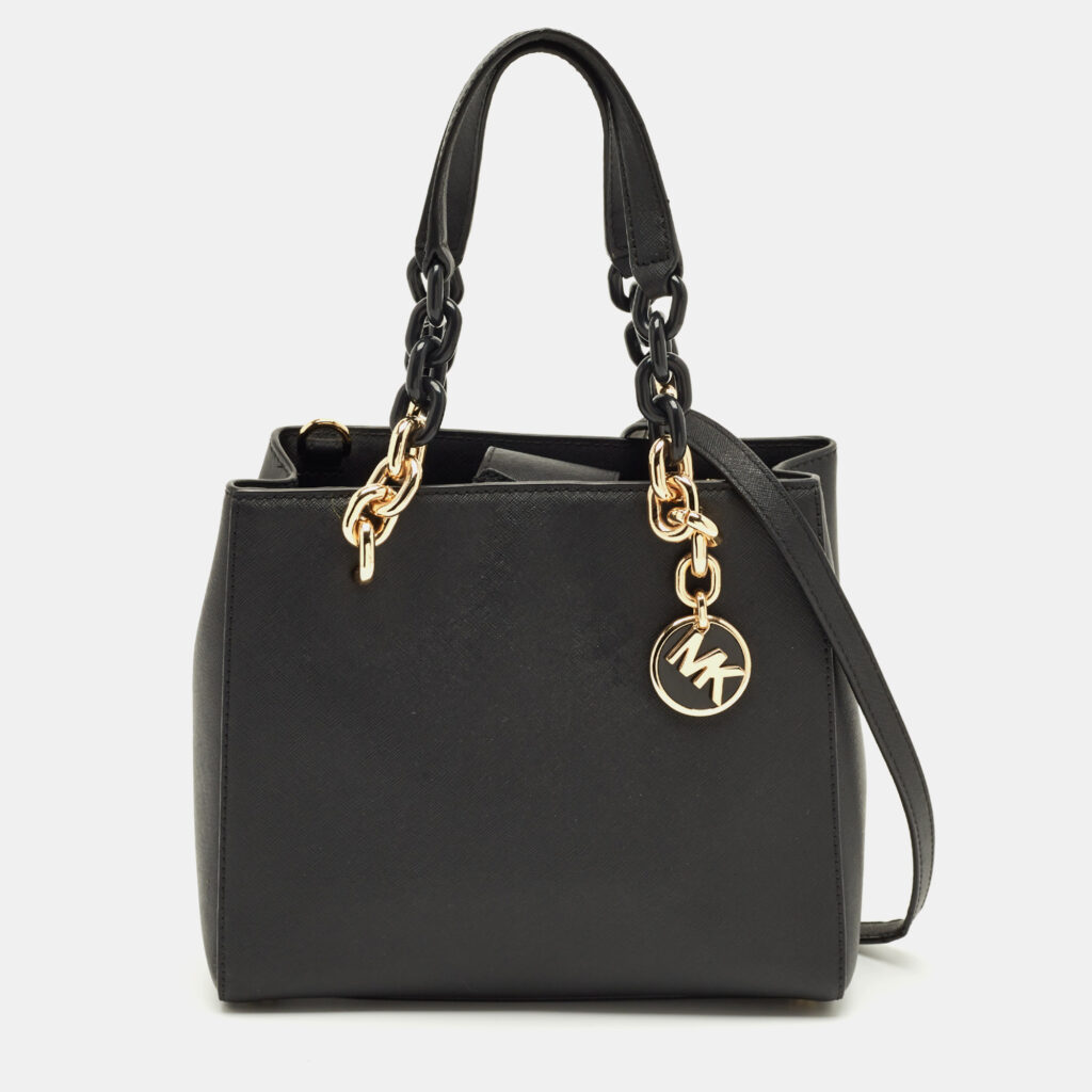 Michael Kors Black Saffiano Leather Mini Cynthia Tote Michael Kors Black Saffiano Leather Mini Cynthia Tote