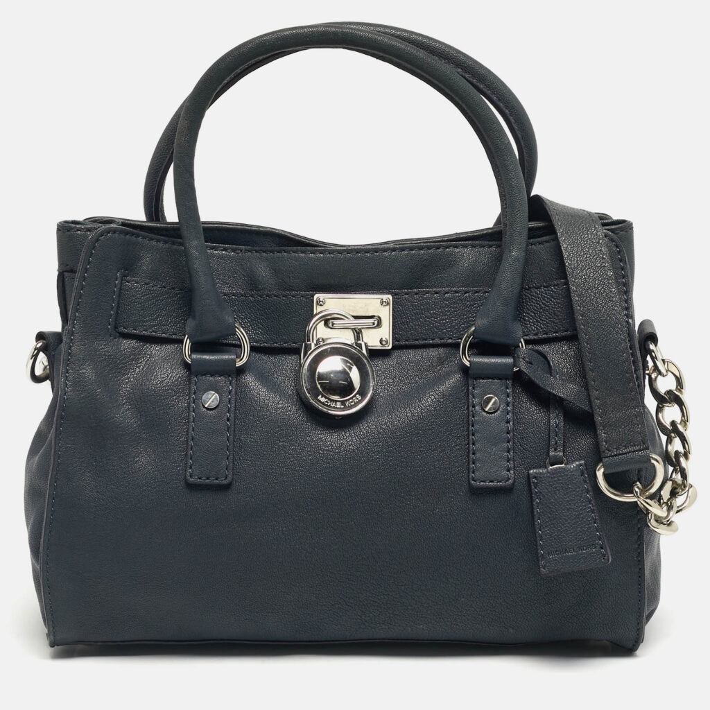 Michael Kors Dark Blue Leather Hamilton North South Tote