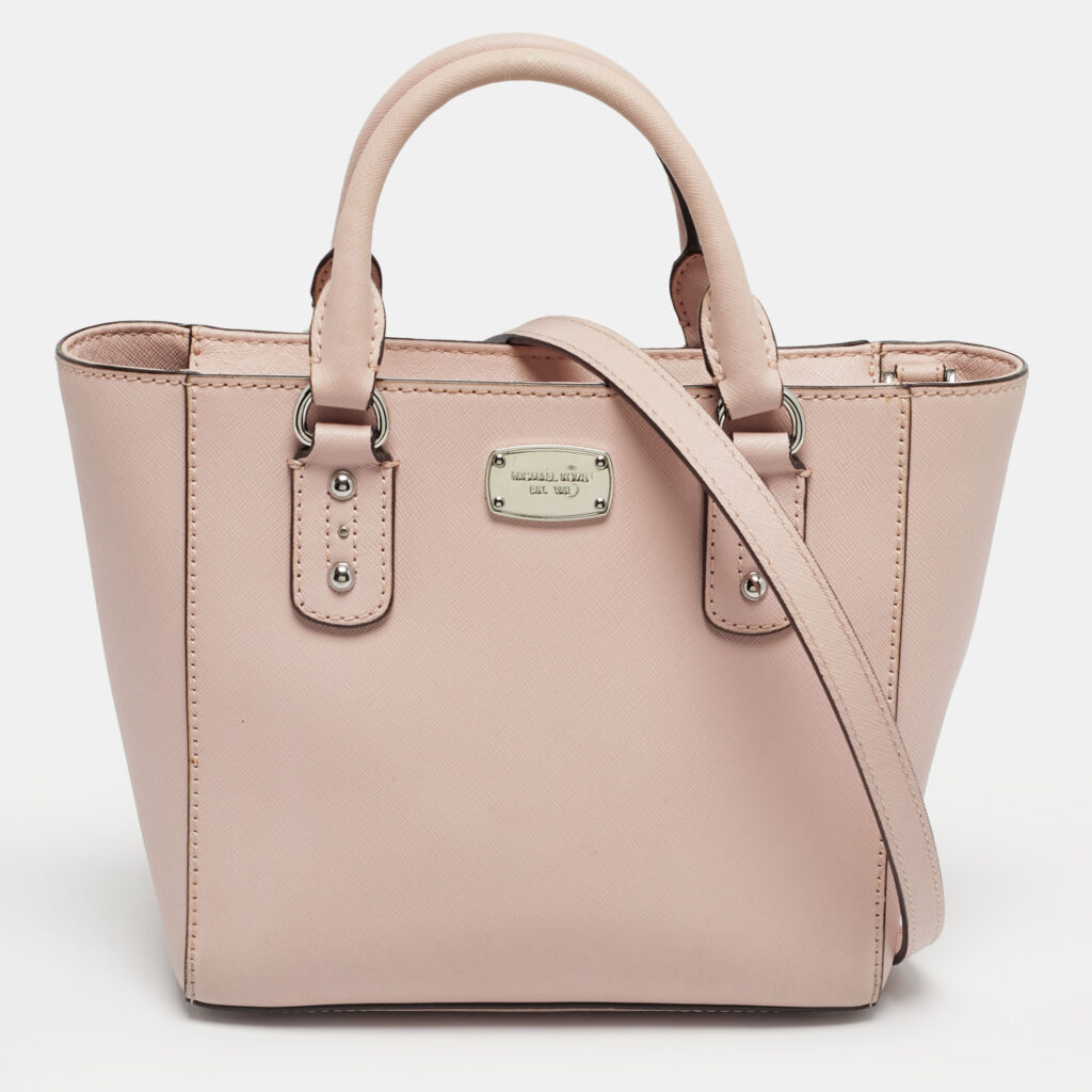 Michael Kors Light Pink Leather Top Zip Tote
