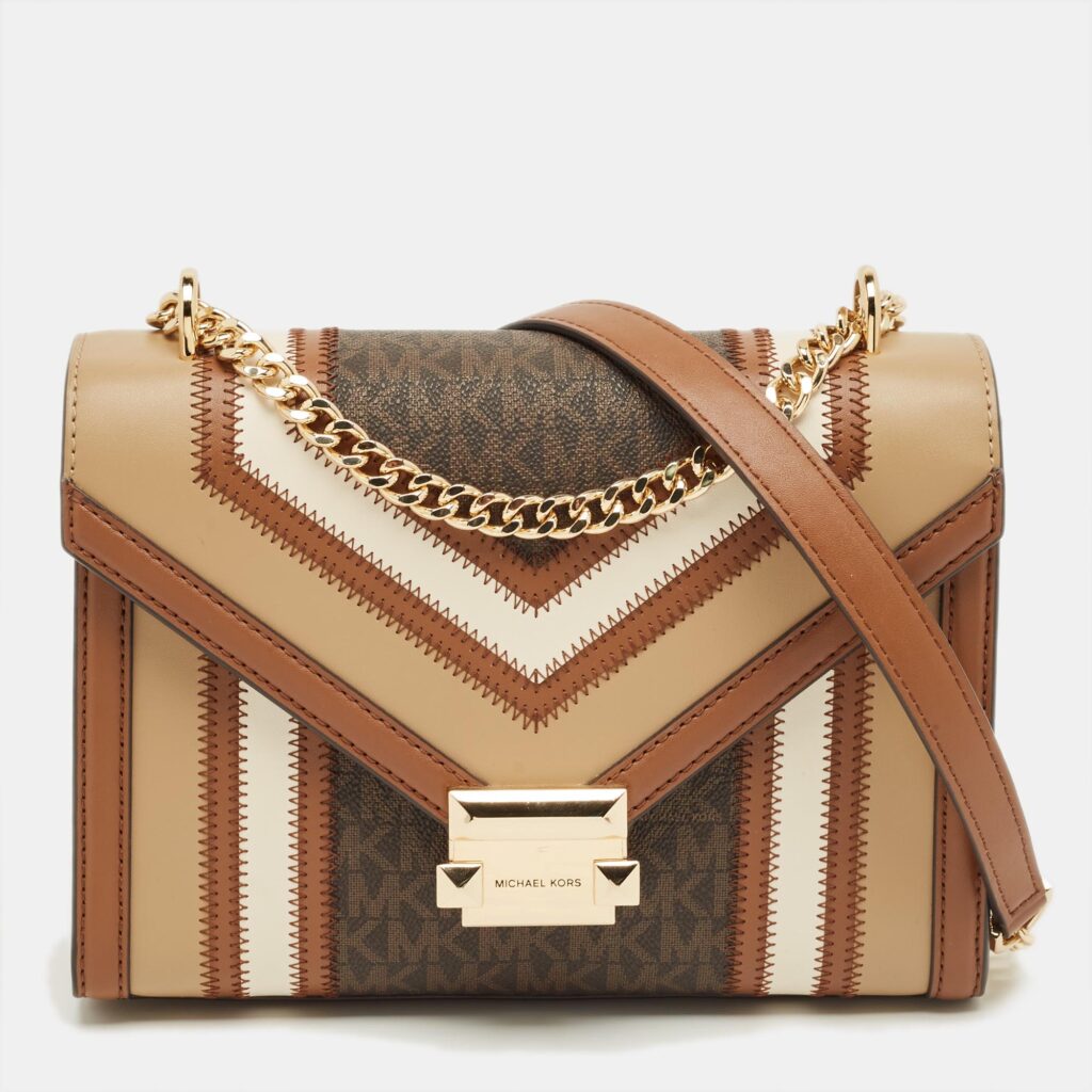 Michael Kors Multicolor Signature Coated Canvas and Faux Leather Large Whitney Shoulder Bag