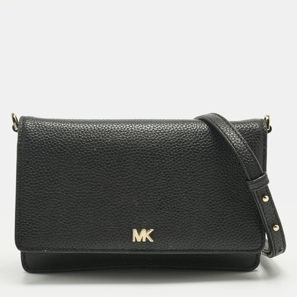 Michael Kors Black Leather Mott Wallet on Strap Michael Kors Black Leather Mott Wallet on Strap