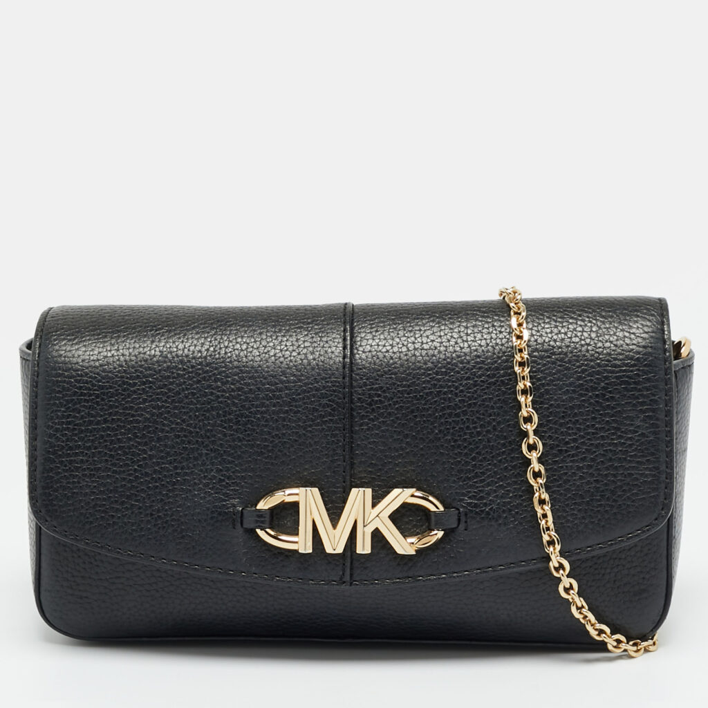 luxury-women-michael-kors-used-handbags-p1246338-001-1.jpg Michael Kors Izzy Large Black Leather Chain Clutch
