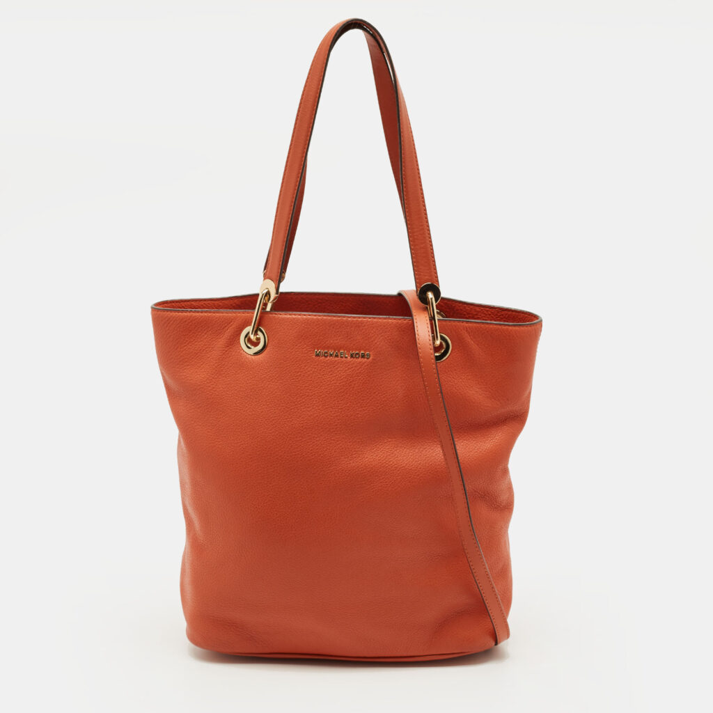 Michael Kors Orange Leather Zip Shopper Tote