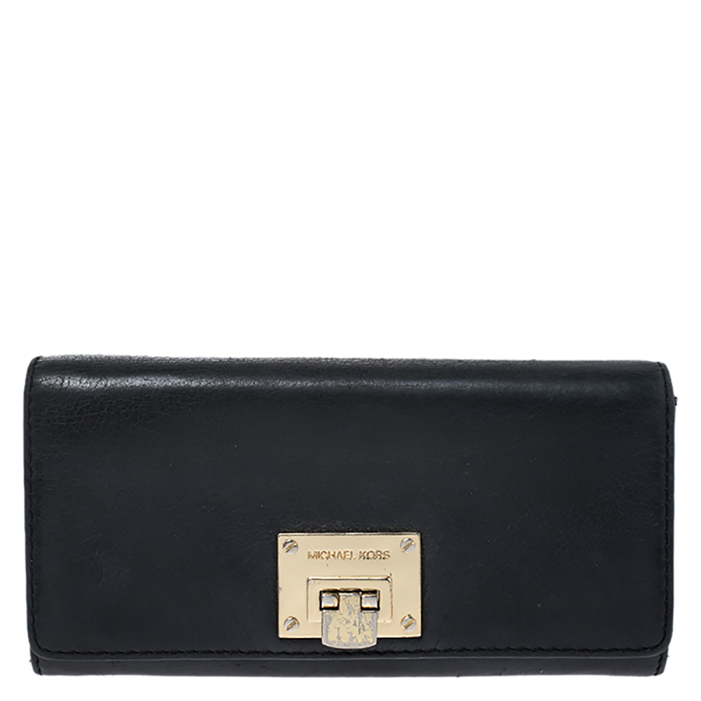 Michael Kors Black Leather Flap Continental Wallet Michael Kors Black Leather Flap Continental Wallet