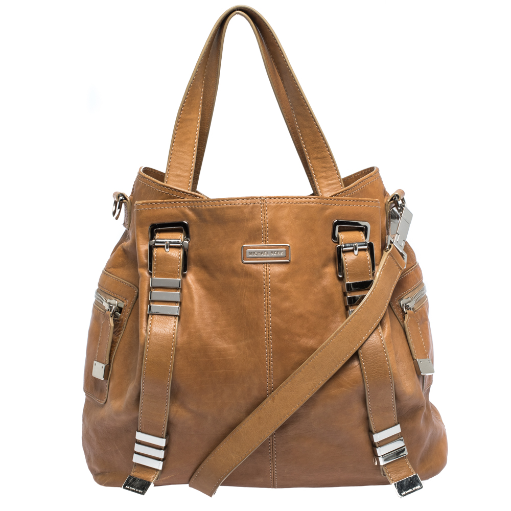Michael Kors Tan Leather Buckle Strap Convertible Tote Michael Kors Tan Leather Buckle Strap Convertible Tote
