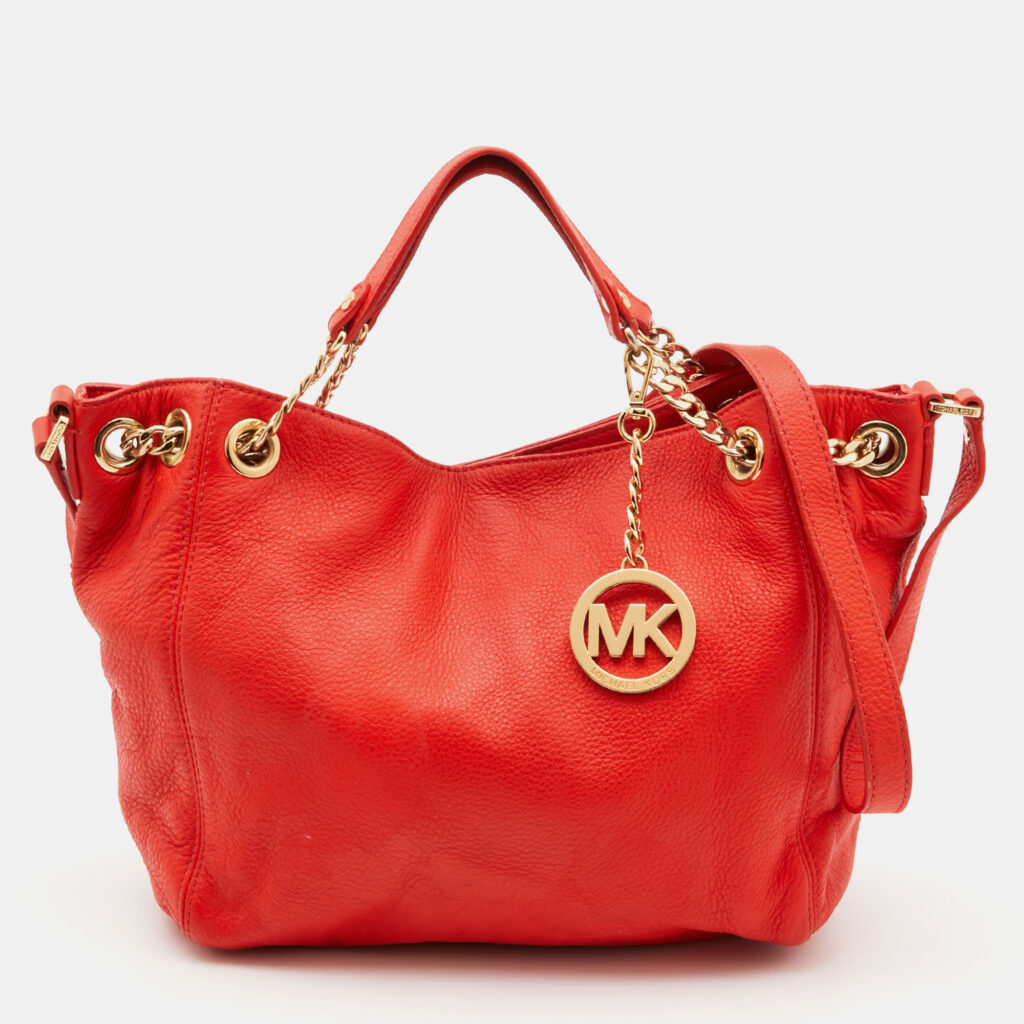 Michael Kors Orange Leather Chain Hobo Michael Kors Orange Leather Chain Hobo