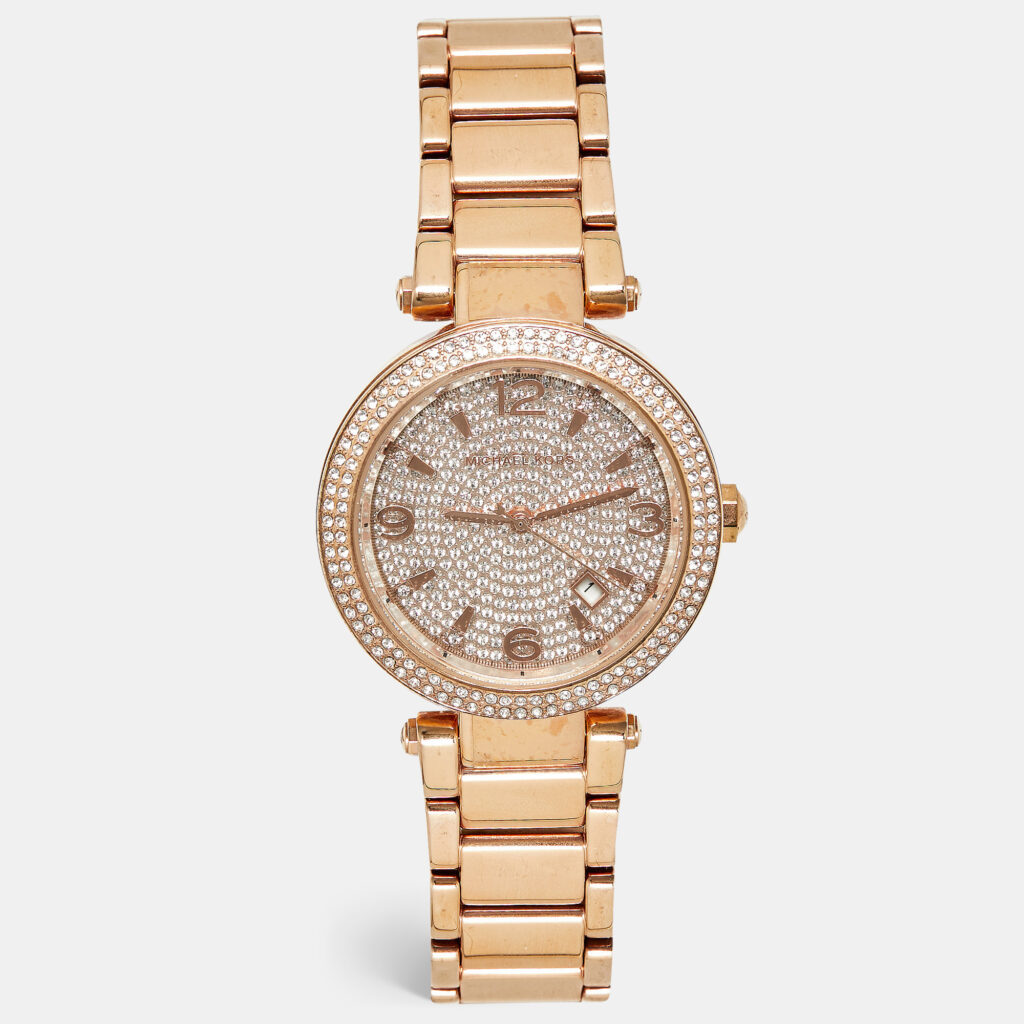Michael Kors Pave Rose Gold Plated Stainless Steel Parker MK6511 Women's Wristwatch 38 mm Michael Kors Pave Rose Gold Plated Stainless Steel Parker MK6511 Women's Wristwatch 38 mm