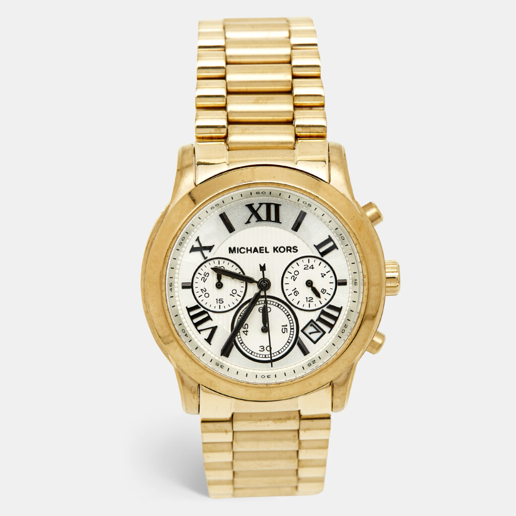 Michael Kors Cooper MK5916 Silver Dial Gold Tone Stainless Steel Women's Wristwatch 40 mm Michael Kors Cooper MK5916 Silver Dial Gold Tone Stainless Steel Women's Wristwatch 40 mm