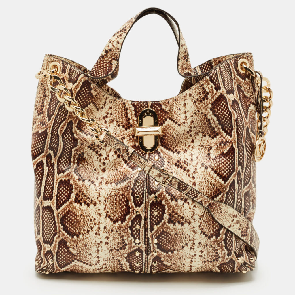 MICHAEL Michael Kors Brown Python Embossed Leather Uptown Astor Legacy Bag MICHAEL Michael Kors Brown Python Embossed Leather Uptown Astor Legacy Bag