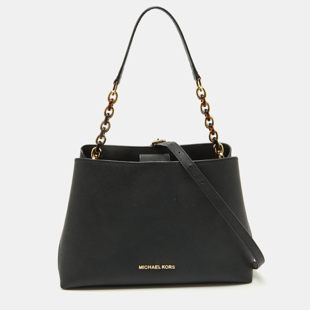 luxury-women-michael-michael-kors-used-handbags-p1110322-006-1.jpg MICHAEL Michael Kors Black Saffiano Leather Portia Top Handle Bag