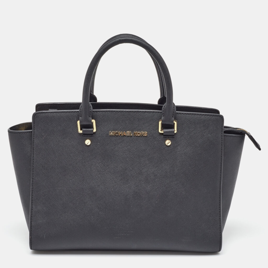 MICHAEL Michael Kors Black Saffiano Leather Large Selma Satchel MICHAEL Michael Kors Black Saffiano Leather Large Selma Satchel
