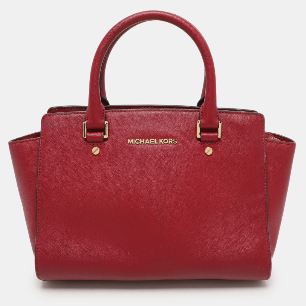 MICHAEL Michael Kors Red Blue Leather Medium Selma Satchel