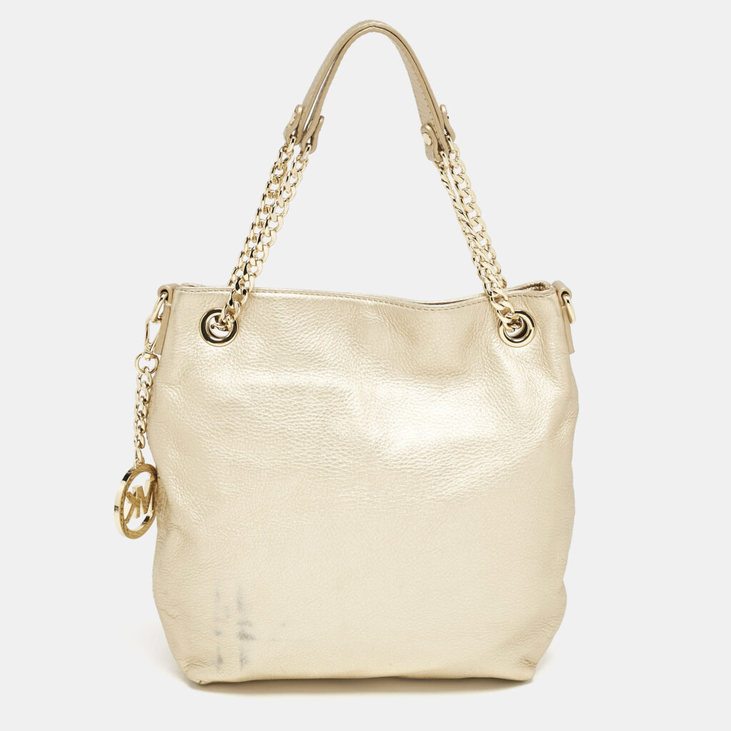 MICHAEL Michael Kors Gold Leather Jet Set Charm Chain Tote MICHAEL Michael Kors Gold Leather Jet Set Charm Chain Tote