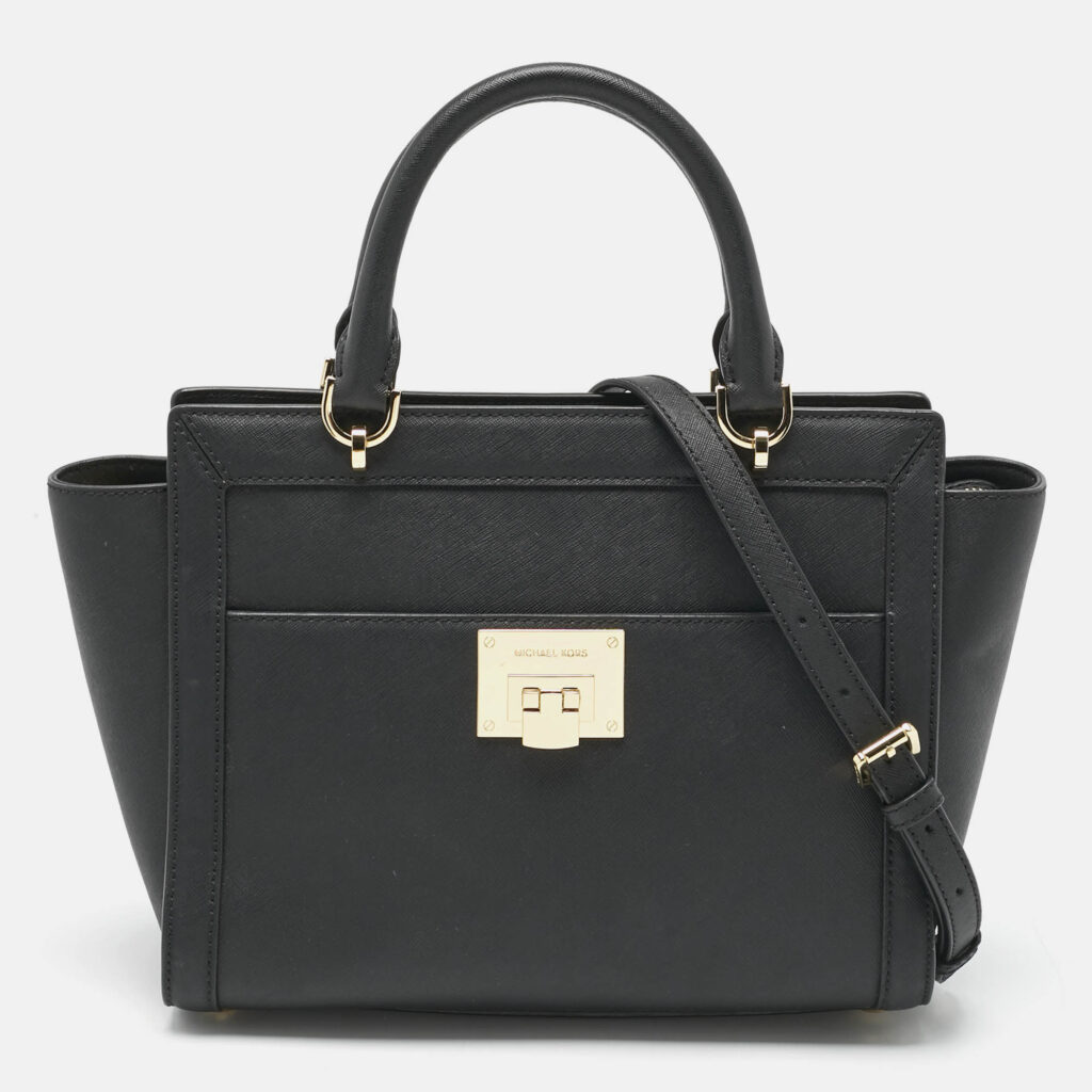 MICHAEL Michael Kors Black Leather Tina Tote MICHAEL Michael Kors Black Leather Tina Tote