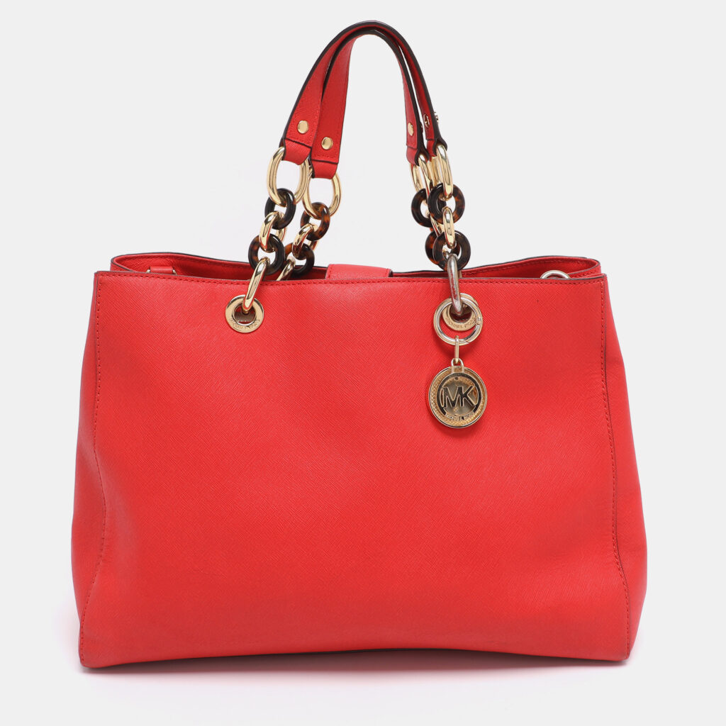 MICHAEL Michael Kors Red Blue Leather Cynthia Tote