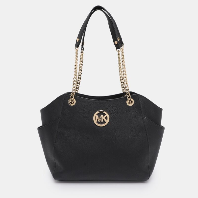 MICHAEL Michael Kors Black Leather Jet Set Travel Chain Tote MICHAEL Michael Kors Black Leather Jet Set Travel Chain Tote